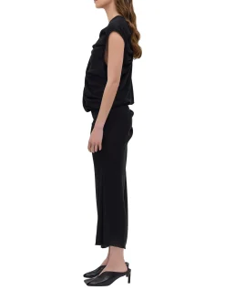 BLACK CRINKLE TUMBLE DRESS