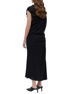 BLACK CRINKLE TUMBLE DRESS