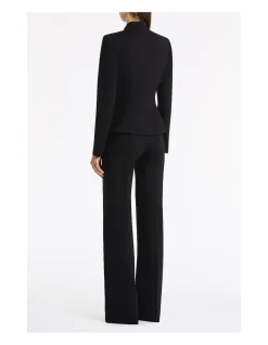 BLACK PONTE ZIP FRONT JACKET