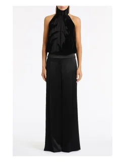 BLACK VELVET BURNOUT HALTER TOP