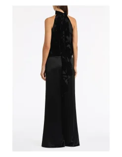 BLACK VELVET BURNOUT HALTER TOP