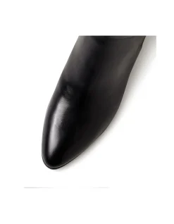 Blida Buckle Heel Leather Ankle Boots