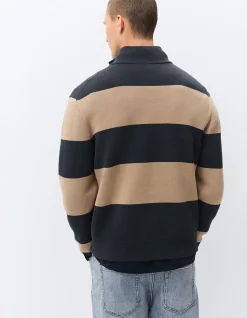 BLOCK STRIPE KNIT POLO