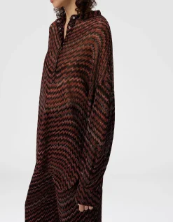 BLOUSE WITH MANDARIN COLLAR AND ZIGZAG PATTERN