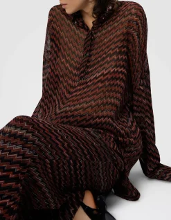 BLOUSE WITH MANDARIN COLLAR AND ZIGZAG PATTERN