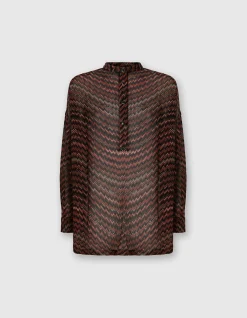 BLOUSE WITH MANDARIN COLLAR AND ZIGZAG PATTERN