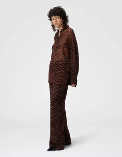 BLOUSE WITH MANDARIN COLLAR AND ZIGZAG PATTERN