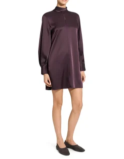 Blouson Sleeve Dress in Satin