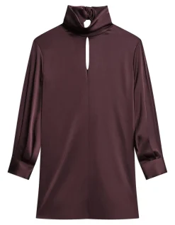 Blouson Sleeve Dress in Satin