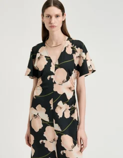 BLUSH POPPY SATIN BACK CREPE DRESS