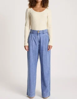 Bodhi Wide Leg Chambray Denim Pant