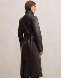 BONNIE VEGAN LEATHER FUNNEL TRENCH COAT