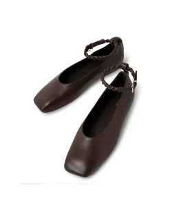 BOOSTE Braided Ankle Strap Ballet Flats