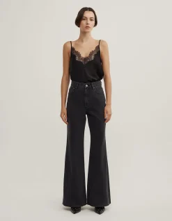 Bootcut Washed Black Fit And Flare Jeans