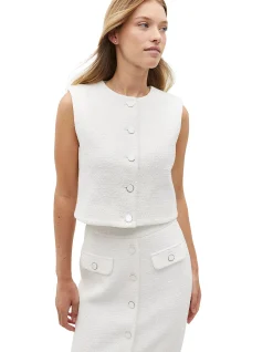Boucle Vest with Button Front and Textured Finish