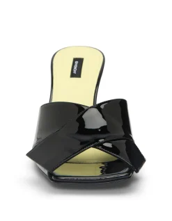 Boudoir Fold Sculpted Heel Leather Mules
