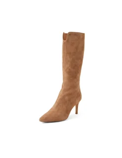 Bowee Pointed Toe Suede High Heel Calf Boots