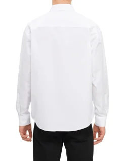 Boxy Fit Shirt with Red Embroidery