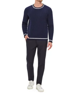 BRAIDED WOOL CREW KNIT JUMPER