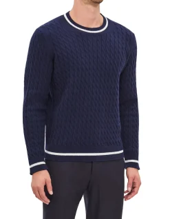 BRAIDED WOOL CREW KNIT JUMPER