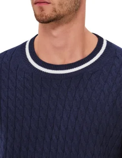 BRAIDED WOOL CREW KNIT JUMPER