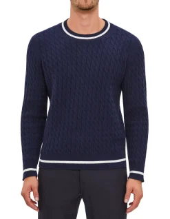 BRAIDED WOOL CREW KNIT JUMPER