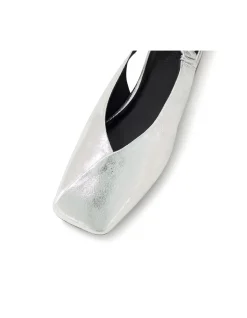 BREETNY Crackle Leather Slingback Flats