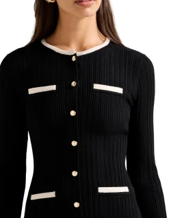 BRIELLE FIT AND FLARE KNITTED MINI DRESS