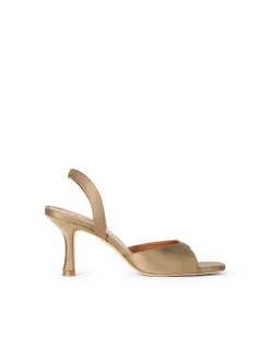 Brigitte Satin Slingback Kitten Heel Sandals