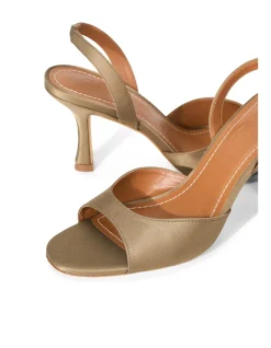 Brigitte Satin Slingback Kitten Heel Sandals
