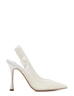 BRI SLINGBACK PUMP WHITE LACE PEARL