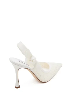 BRI SLINGBACK PUMP WHITE LACE PEARL