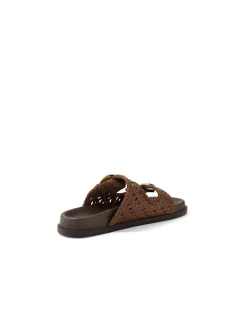 Britmi Woven Double Buckle Leather Sandals