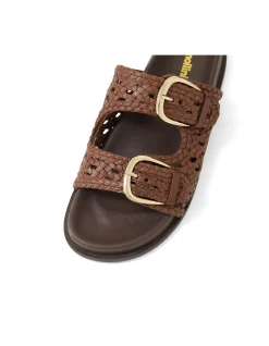 Britmi Woven Double Buckle Leather Sandals