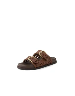 Britmi Woven Double Buckle Leather Sandals