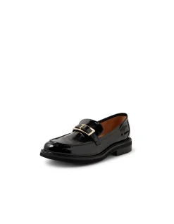 Brogane Gold Buckle Patent Leather Loafers
