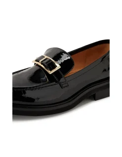 Brogane Gold Buckle Patent Leather Loafers