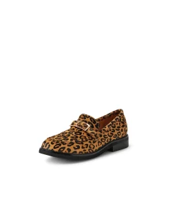 Brogane Leopard Pony Buckle Loafers