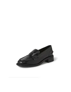 Bronya Low Stacked Heel Leather Loafers