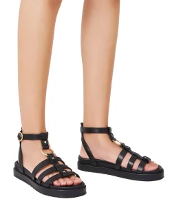 Bruna Black Leather Sandal