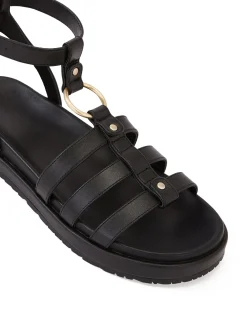 Bruna Black Leather Sandal