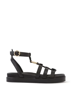 Bruna Black Leather Sandal