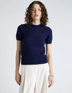 BRUSHED ALPACA WOOL BLEND SHORT SLEEVE TEE