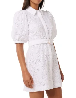 BRYONY EMBROIDERED SHIRT MINI DRESS