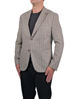 2B SLIM STRIPE 1/2 LINED PATCH POCKET BLAZER