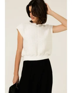 BUBBLE KNIT TOP IN IVORY