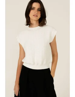 BUBBLE KNIT TOP IN IVORY
