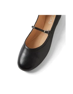Bumble Buckled Strap Leather Ballet Flats