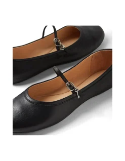 Bumble Buckled Strap Leather Ballet Flats