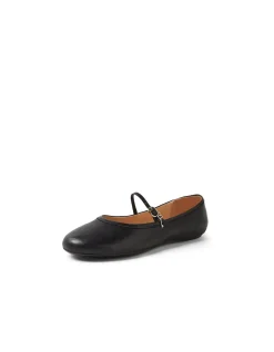 Bumble Buckled Strap Leather Ballet Flats